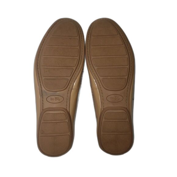 COACH Odette Loafers Glossy Patent Tan Leather Womens Flat Flats Shoes Size 8.5 - Picture 6 of 8